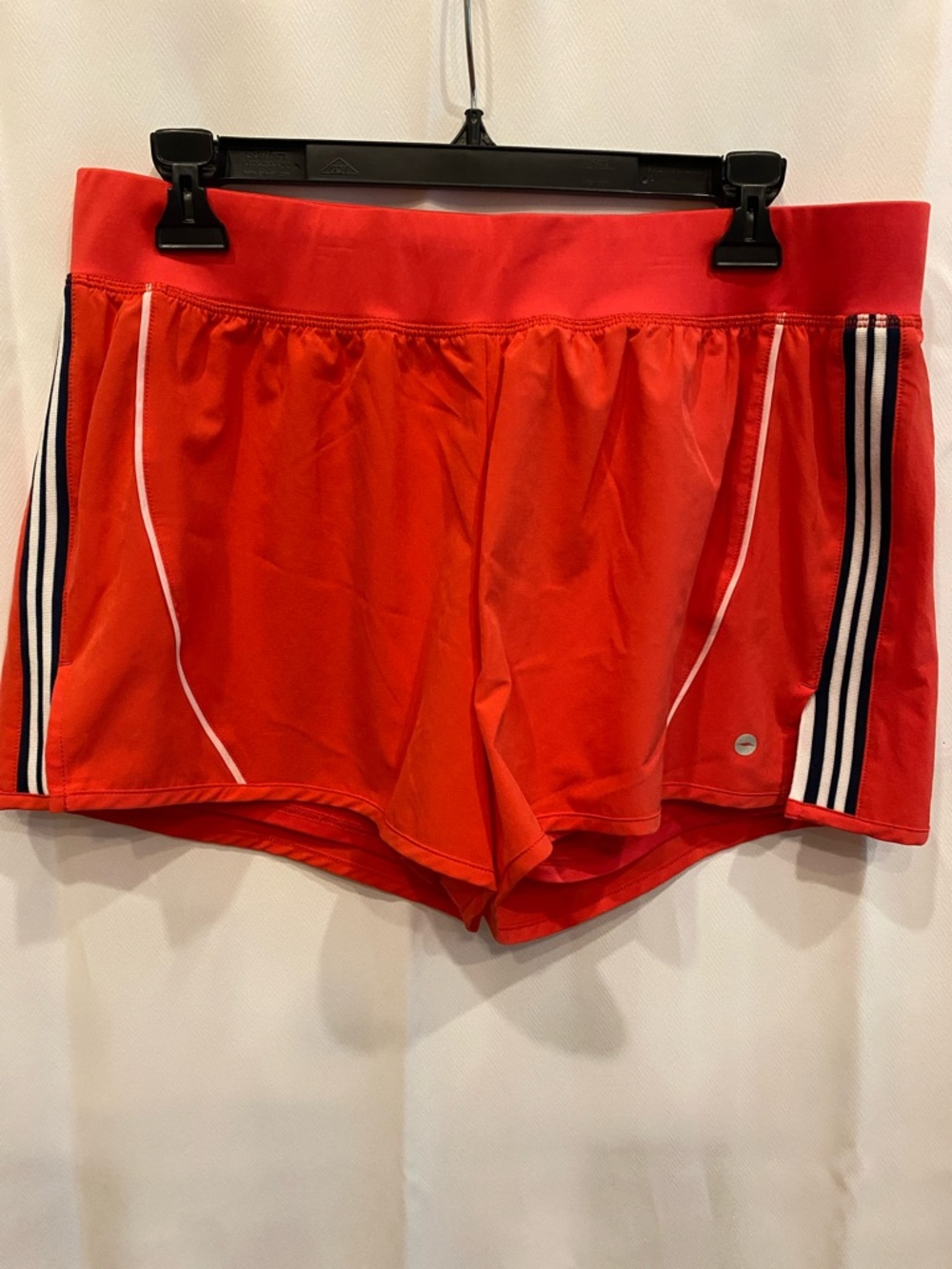 Avia Coral Athletic Shorts with White and Black Stripe Trim